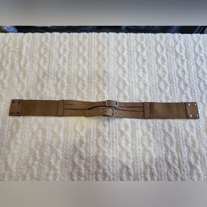 Express Wide Stretch Belt M/L NWT Tan Double Buckle Corset Waist Cincher